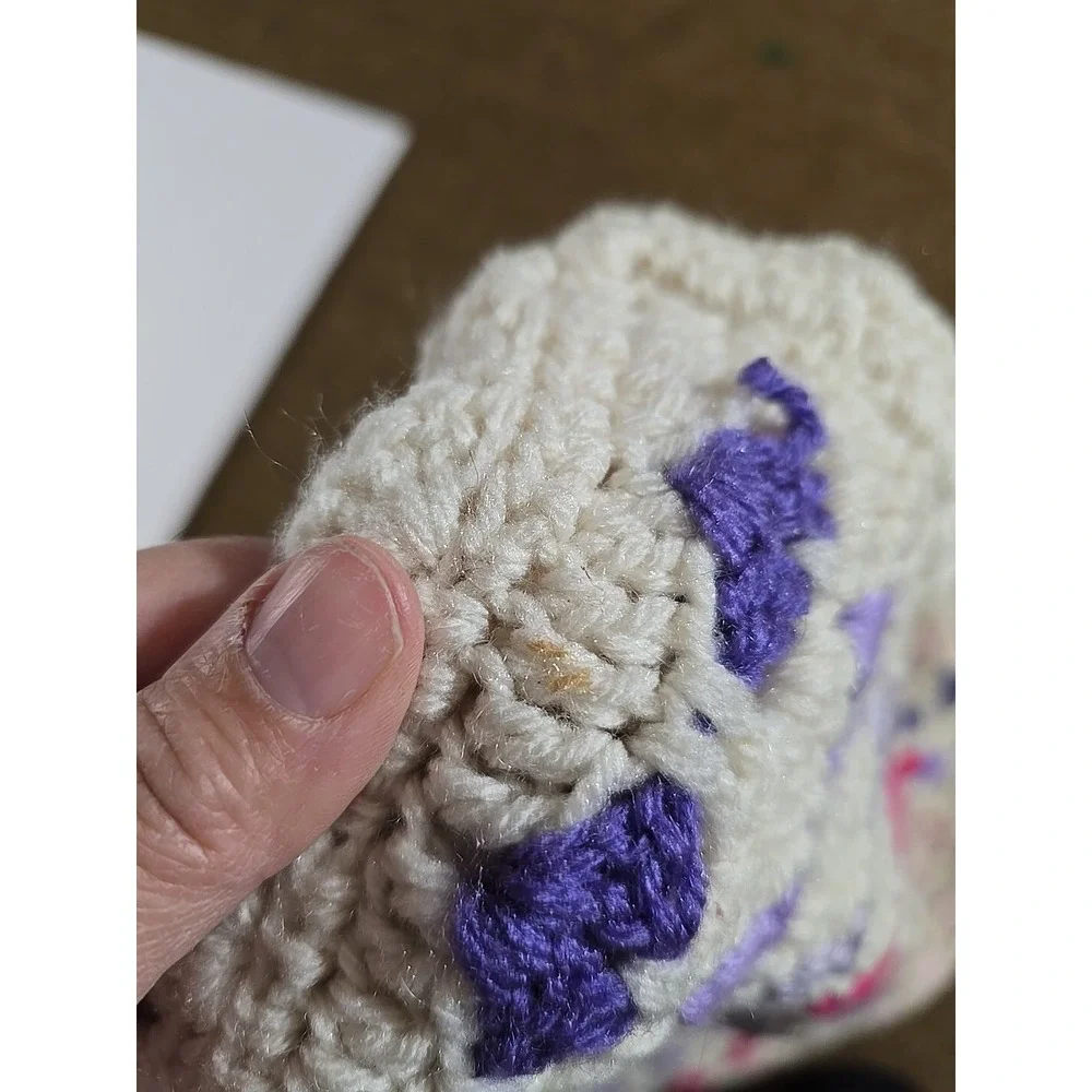 Handmade Afghan Crochet Multicolor Hearts Throw Grannycore Valentine's Day